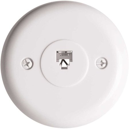 WESTEK 1-Gang Telephone Jack, Round, Flush, 4-Conductor, White, 10PK TWRND4W-10